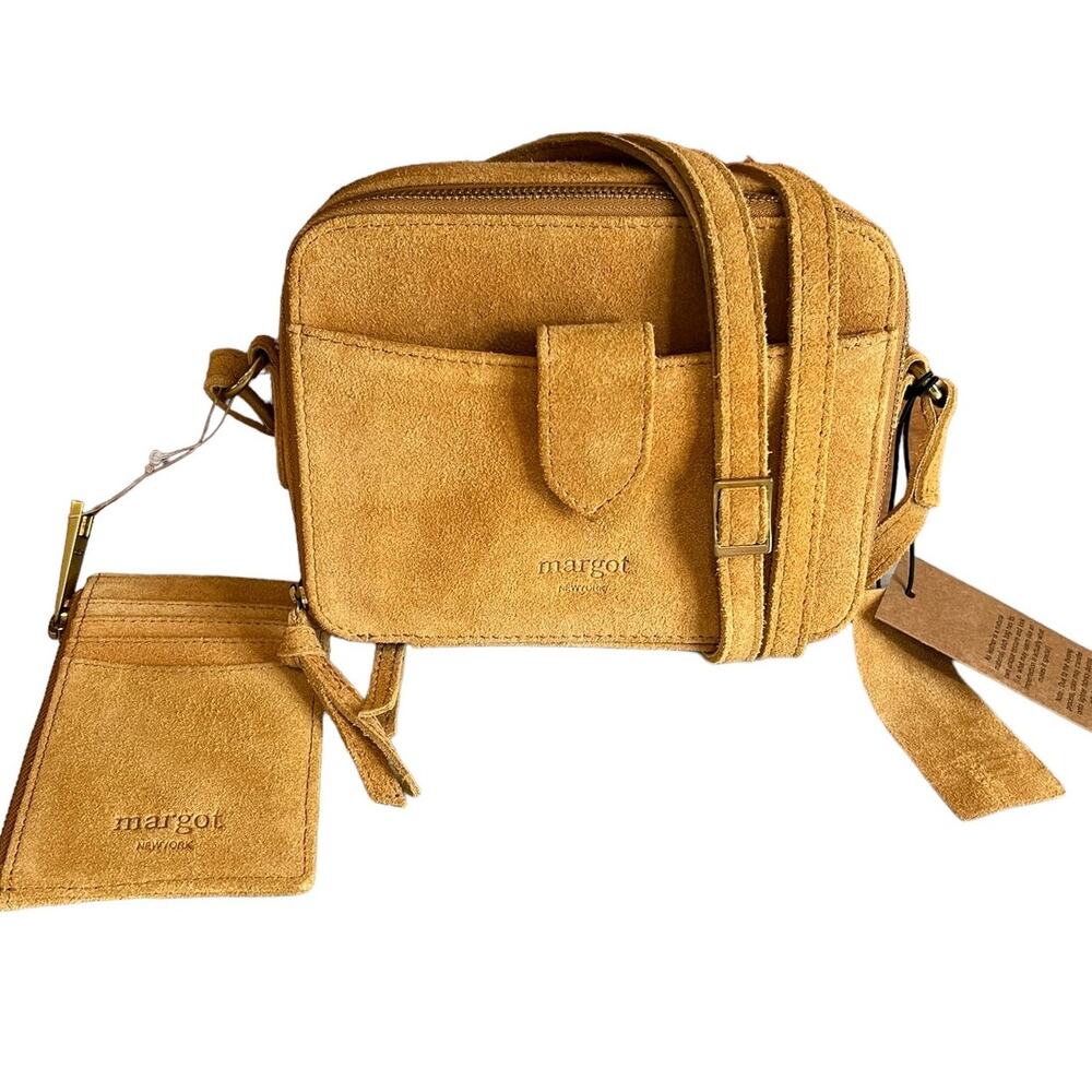 Margot New York Elena Crossbody Double Zip Camera Bag Suede